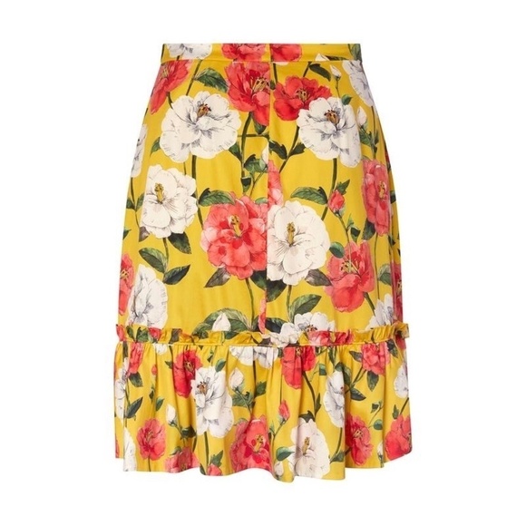 PARKER Coraline Skirt Yellow Floral Ruffles Lemon Wildflower Poplin Size 6 - Picture 12 of 16